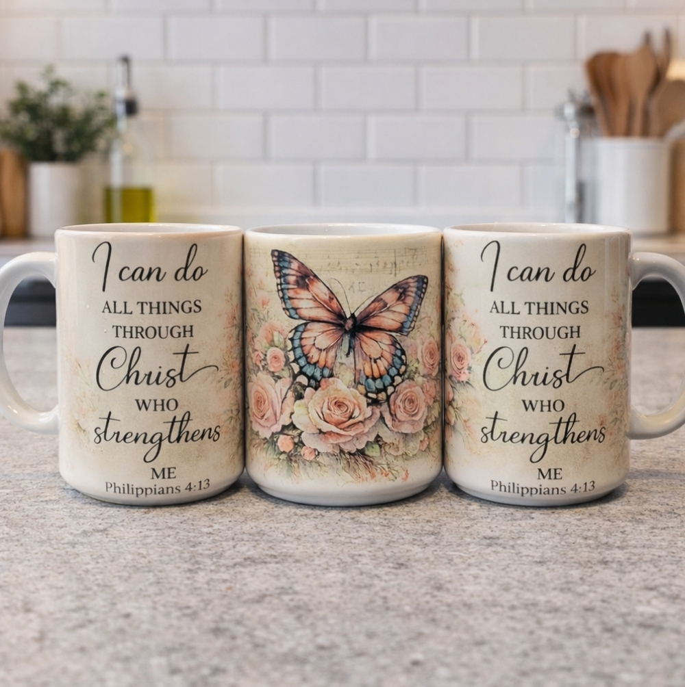 Hand-Crafted I Can Do All Things 12oz Coffee Mug - NIB